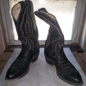 Tony Lama Texas Botas Negras Black Leather Western Cowboys Boots Size 8 Mens